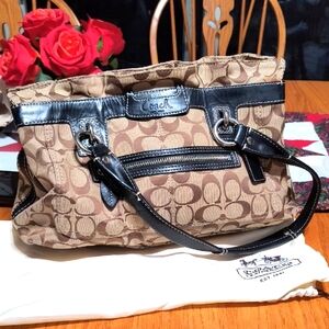 Coach Brown and Black Shoulder Bags with Elegant Leather Trims